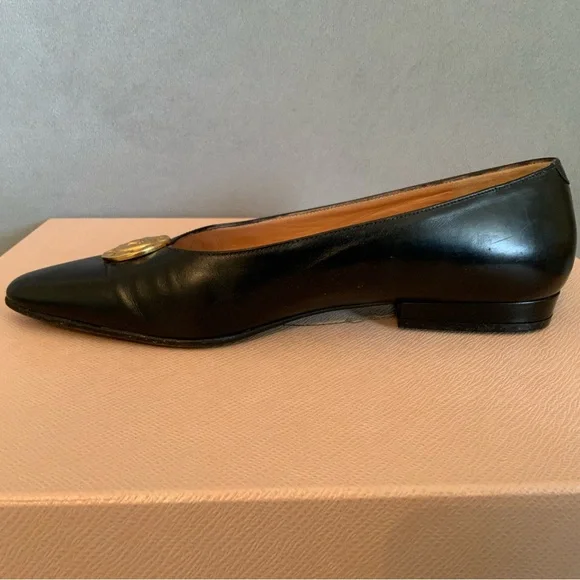 Authentic Celine Paris Leather Flat Loafer Black Rare Vintage Size 5.5 - Picture 8 of 14
